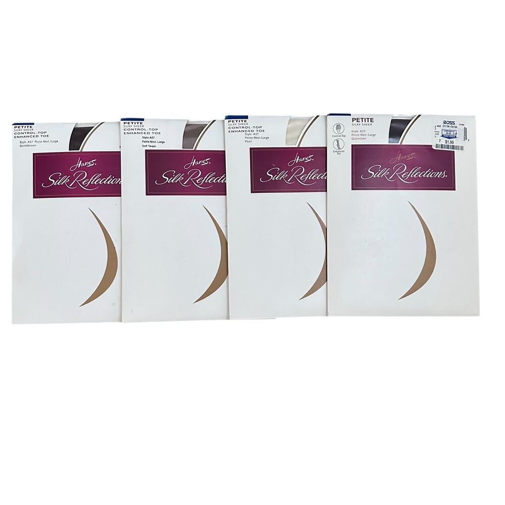 Vintage Hanes Silk Reflections Pantyhose Lot of 4 Petite Med/Large A37 Deadstock
